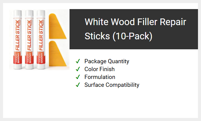 White Wood Filler Repair Sticks (10-Pack)