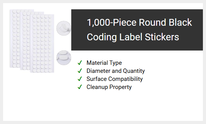 1,000-Piece Round Black Coding Label Stickers