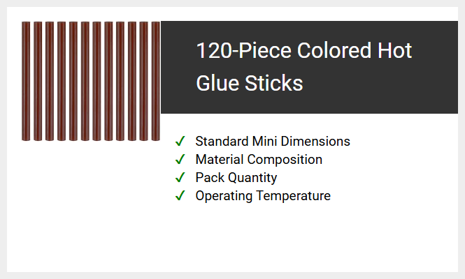 120-Piece Colored Hot Glue Sticks