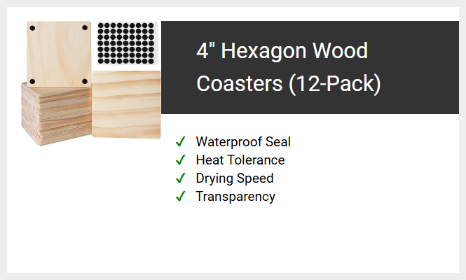 4 Hexagon Wood Coasters (12-Pack)
