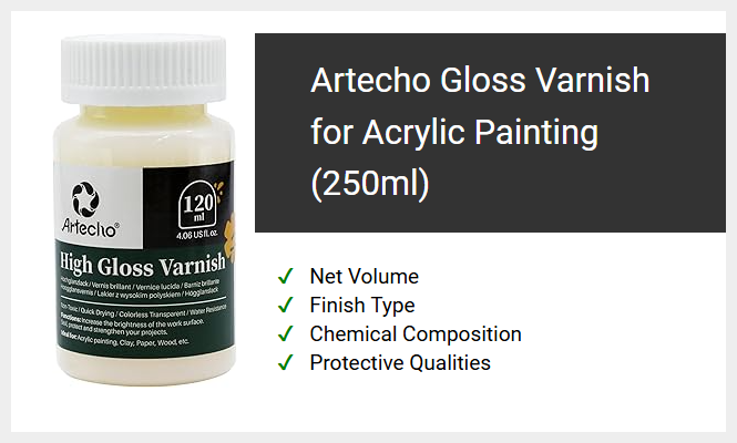 Artecho Gloss Varnish for Acrylic Painting (250ml)