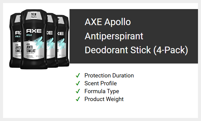AXE Apollo Antiperspirant Deodorant Stick (4-Pack)
