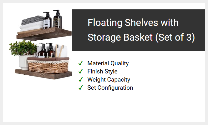 Floating Shelves with Storage Basket (Set of 3)