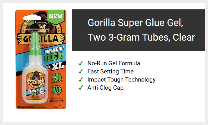 Gorilla Super Glue Gel, Two 3-Gram Tubes, Clear