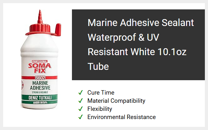 Marine Adhesive Sealant Waterproof & UV Resistant White 10.1oz Tube