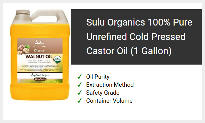 Sulu Organics 100% Pure Unrefined Cold Pressed Castor Oil (1 Gallon)