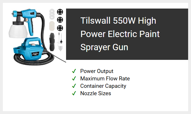 Tilswall 550W High Power Electric Paint Sprayer Gun