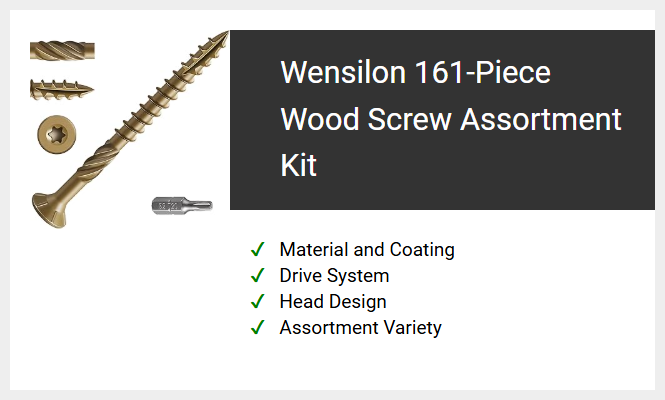 Wensilon 161-Piece Wood Screw Assortment Kit