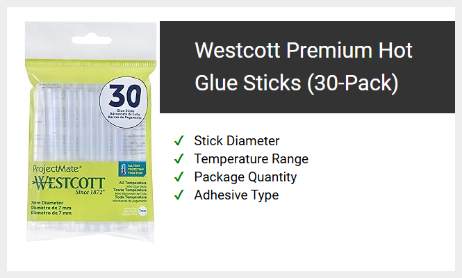 Westcott Premium Hot Glue Sticks (30-Pack)