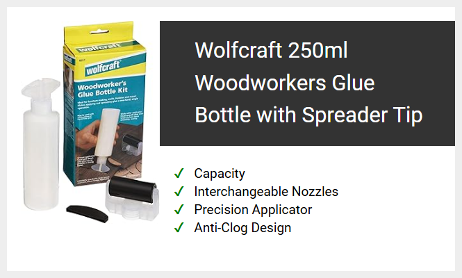 Wolfcraft 250ml Woodworkers Glue Bottle with Spreader Tip