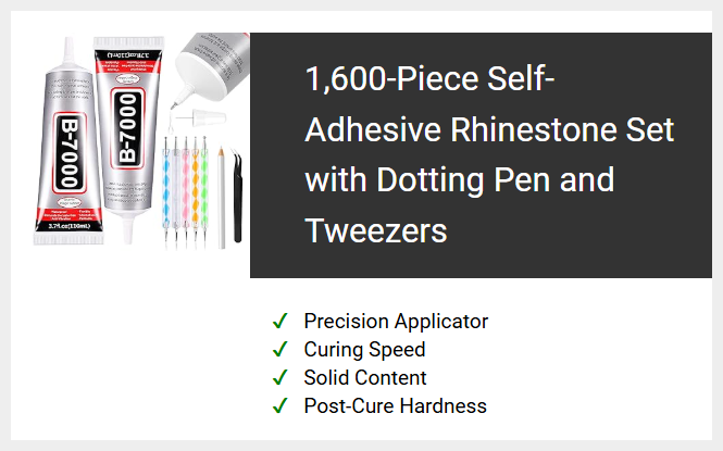 1,600-Piece Self-Adhesive Rhinestone Set with Dotting Pen and Tweezers