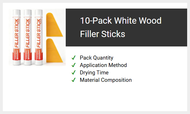 10-Pack White Wood Filler Sticks