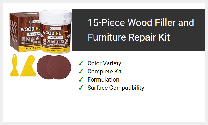 15-Piece Wood Filler and Furniture Repair Kit
