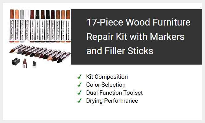 17-Piece Wood Furniture Repair Kit with Markers and Filler Sticks