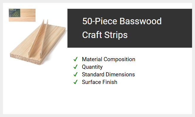 50-Piece Basswood Craft Strips