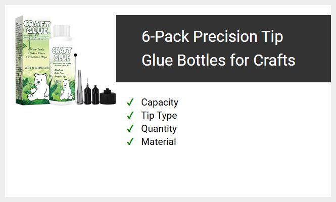 6-Pack Precision Tip Glue Bottles for Crafts