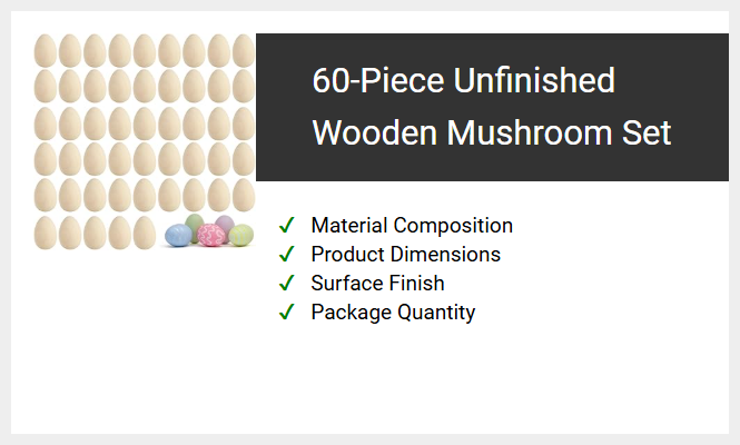 60-Piece Unfinished Wooden Mushroom Set