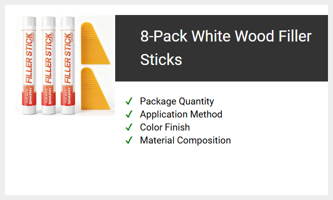 8-Pack White Wood Filler Sticks
