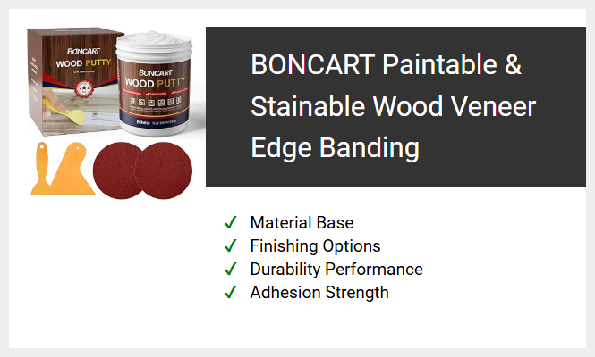 BONCART Paintable & Stainable Wood Veneer Edge Banding
