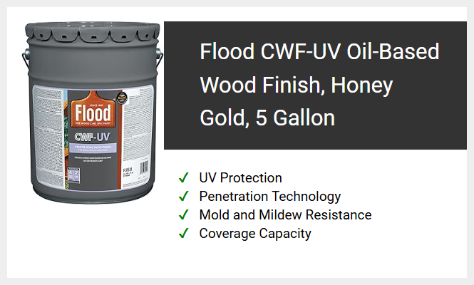 Flood CWF-UV Oil-Based Wood Finish, Honey Gold, 5 Gallon