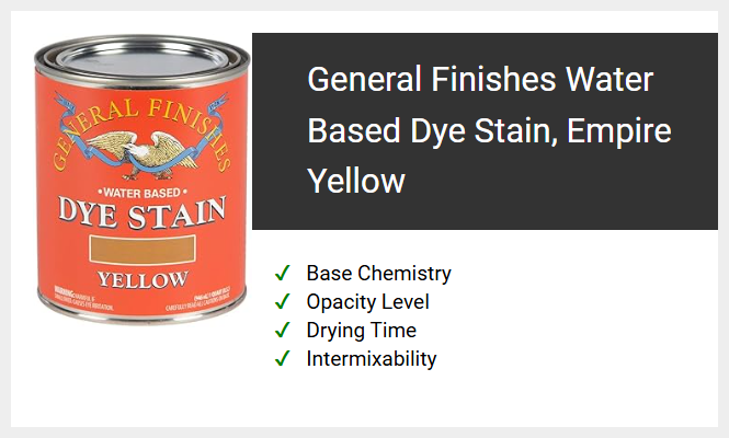 General Finishes Water Based Dye Stain, Empire Yellow
