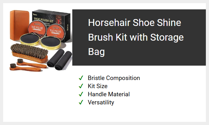 Horsehair Shoe Shine Brush Kit with Storage Bag