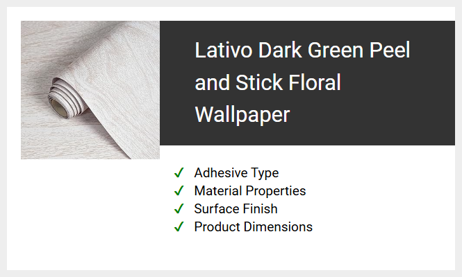 Lativo Dark Green Peel and Stick Floral Wallpaper
