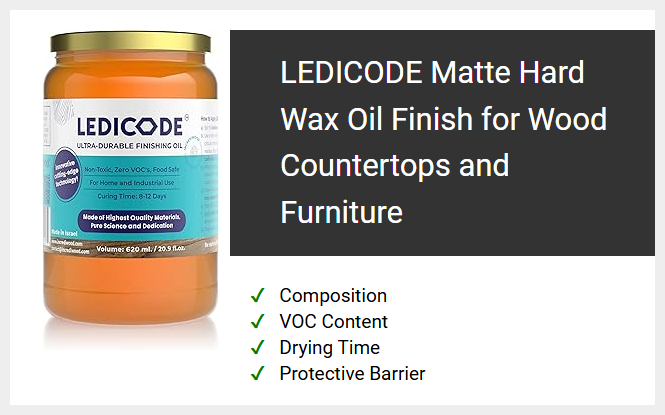 LEDICODE Matte Hard Wax Oil Finish for Wood Countertops and Furniture