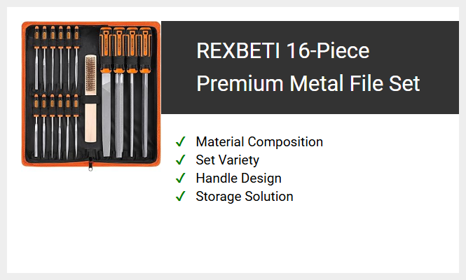 REXBETI 16-Piece Premium Metal File Set