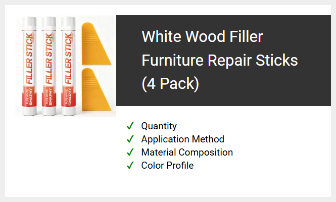 White Wood Filler Furniture Repair Sticks (4 Pack)