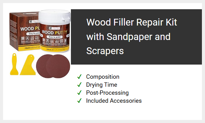 Wood Filler Repair Kit with Sandpaper and Scrapers