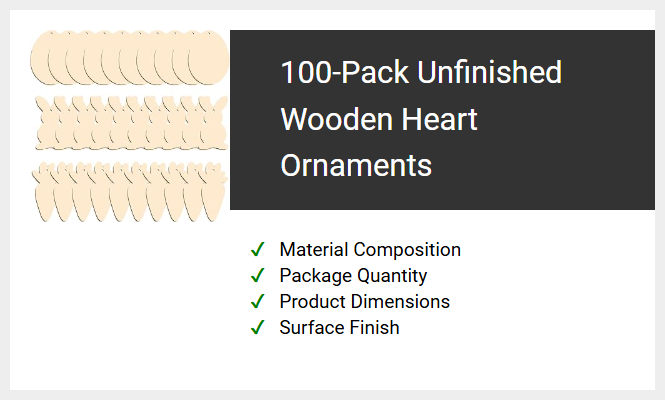 100-Pack Unfinished Wooden Heart Ornaments