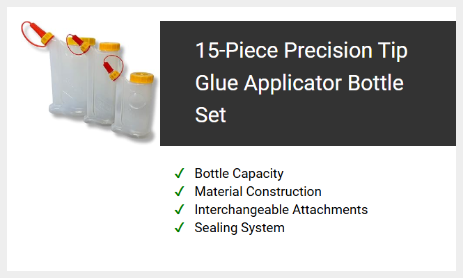 15-Piece Precision Tip Glue Applicator Bottle Set