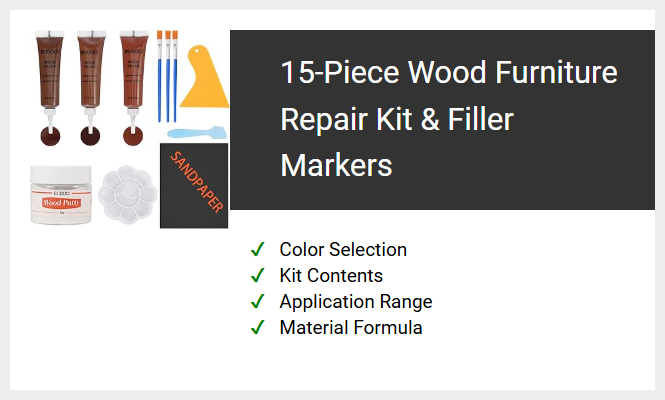 15-Piece Wood Furniture Repair Kit & Filler Markers