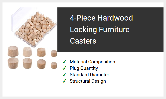 4-Piece Hardwood Locking Furniture Casters