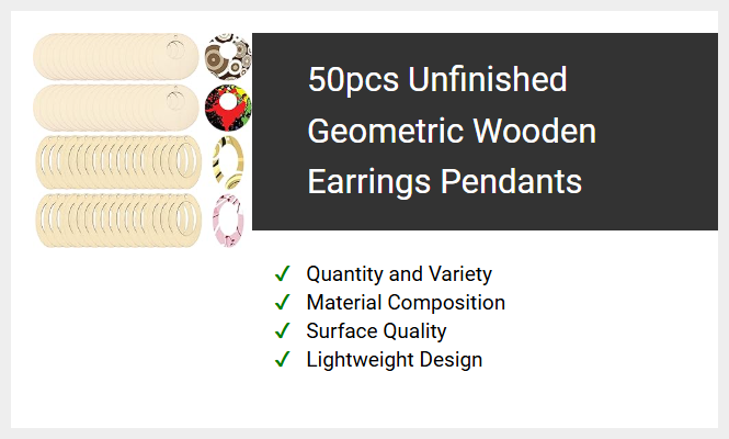 50pcs Unfinished Geometric Wooden Earrings Pendants