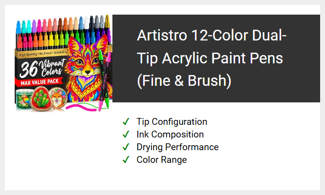 Artistro 12-Color Dual-Tip Acrylic Paint Pens (Fine & Brush)