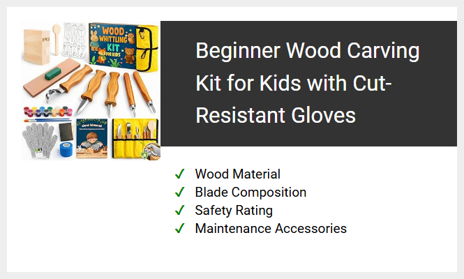 Beginner Wood Carving Kit for Kids with Cut-Resistant Gloves