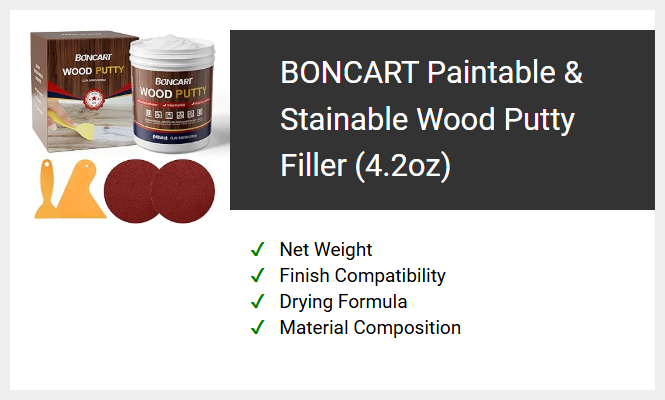 BONCART Paintable & Stainable Wood Putty Filler (4.2oz)
