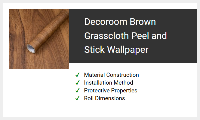 Decoroom Brown Grasscloth Peel and Stick Wallpaper