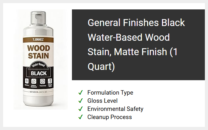 General Finishes Black Water-Based Wood Stain, Matte Finish (1 Quart)