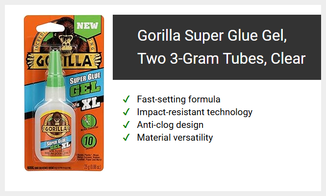 Gorilla Super Glue Gel, Two 3-Gram Tubes, Clear