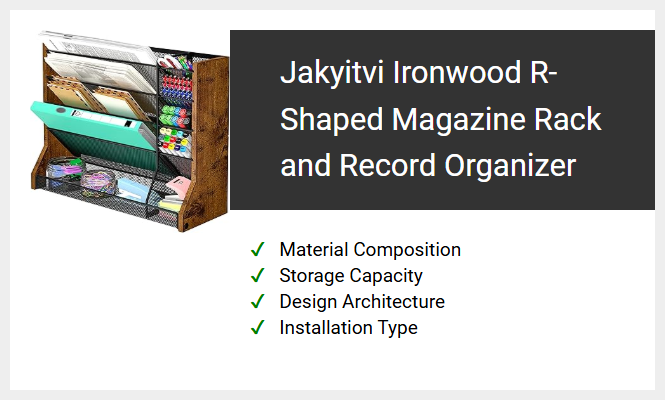Jakyitvi Ironwood R-Shaped Magazine Rack and Record Organizer