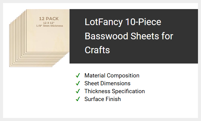 LotFancy 10-Piece Basswood Sheets for Crafts