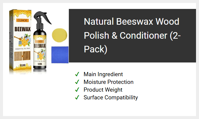 Natural Beeswax Wood Polish & Conditioner (2-Pack)