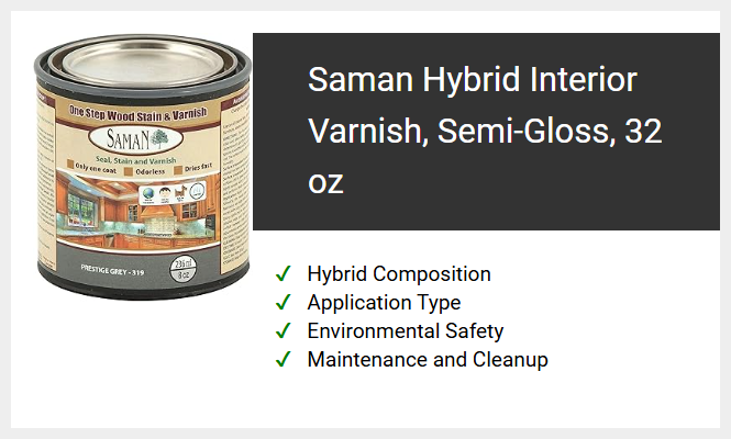 Saman Hybrid Interior Varnish, Semi-Gloss, 32 oz