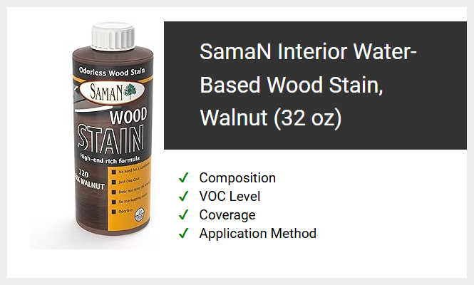 SamaN Interior Water-Based Wood Stain, Walnut (32 oz)