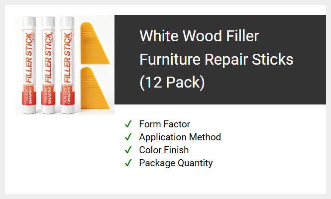 White Wood Filler Furniture Repair Sticks (12 Pack)