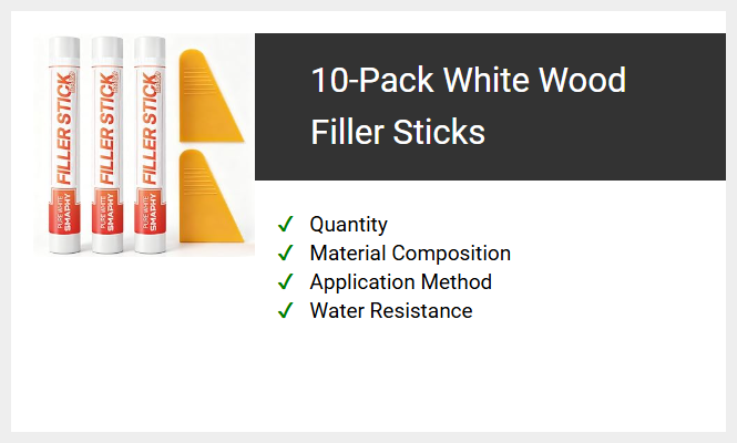 10-Pack White Wood Filler Sticks