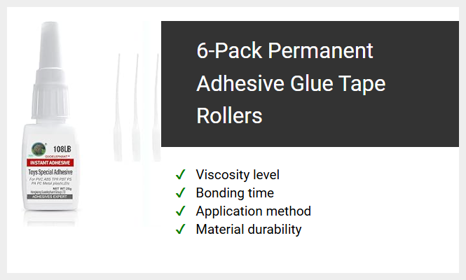 6-Pack Permanent Adhesive Glue Tape Rollers